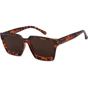 imageEyekepper Bifocal Reading Glasses Women  Stylish Bifocal Readers Clear Lens Oversize FrameTortoisegrey Lens