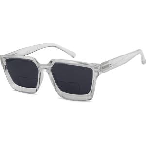 imageEyekepper Bifocal Reading Glasses Women  Stylish Bifocal Readers Clear Lens Oversize FrameTransparentgrey Lens