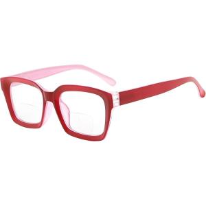 imageEyekepper Bifocal Reading Glasses Women Stylish Bifocal Readers Clear Lens Oversize  Red 100RedClear Lens