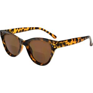 imageEyekepper Bifocal Sunglasses for Women Reading under the Sun Stylish Bifocal Readers Tinted Lens Oversize Cateye StyleTortoiseGrey Lens