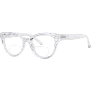 imageEyekepper Bifocal Sunglasses for Women Reading under the Sun Stylish Bifocal Readers Tinted Lens Oversize Cateye StyleTransparentClear Lens