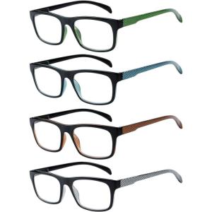 imageEyekepper 4 Pack Reading Glasses  Pattern Design Readers for Women Men Reading 3504 Pairs Mix