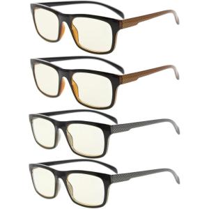 imageEyekepper 4 Pack Reading Glasses  Pattern Design Readers for Women Men Reading 350Blue Light Blockingb404 Pairs