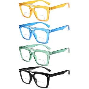 imageEyekepper 4pack Bifocal Reading Glasses for Women Small Lens Bifocal Readers4 Pack Clear Lens Mix Color