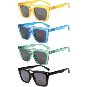imageEyekepper 4pack Bifocal Reading Glasses for Women Small Lens Bifocal Readers4 Pack Grey Lens Mix Color