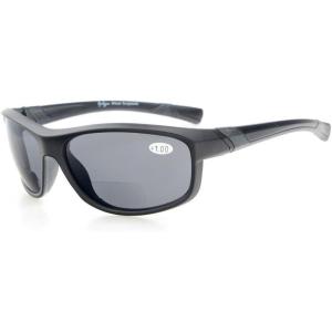 imageEyekepper Sports Bifocal Sunglasses TR90 Unbreakable Outdoor ReadersMatte BlackGrey Lens