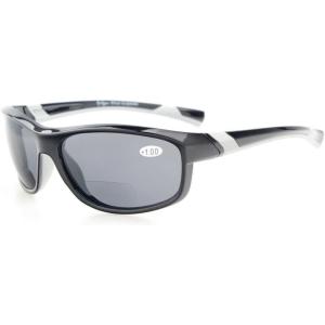 imageEyekepper Sports Bifocal Sunglasses TR90 Unbreakable Outdoor ReadersShiny BlackGrey Lens