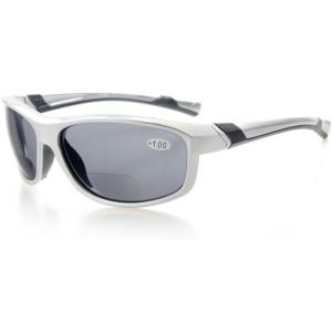 imageEyekepper Sports Bifocal Sunglasses TR90 Unbreakable Outdoor ReadersSilverGrey Lens