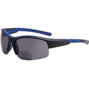 imageEyekepper TR90 Unbreakable Sports Bifocal Half Rimless Sunglasses Baseball Running Fishing Driving Golf Softball HikingBlackblue Frame