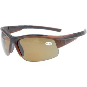 imageEyekepper TR90 Unbreakable Sports Bifocal Half Rimless Sunglasses Baseball Running Fishing Driving Golf Softball HikingBrownBrown Lens