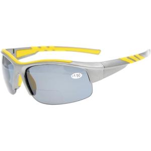imageEyekepper TR90 Unbreakable Sports Bifocal Half Rimless Sunglasses Baseball Running Fishing Driving Golf Softball HikingGreyGrey Lens