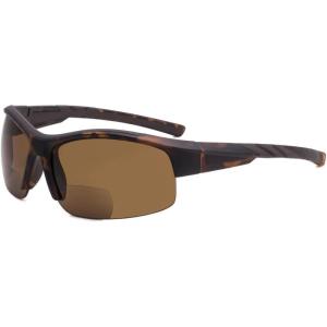imageEyekepper TR90 Unbreakable Sports Bifocal Half Rimless Sunglasses Baseball Running Fishing Driving Golf Softball HikingMatte Tortoise FrameBrown Lens