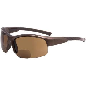 imageEyekepper TR90 Unbreakable Sports Bifocal Half Rimless Sunglasses Baseball Running Fishing Driving Golf Softball HikingPearly Brown FrameBrown Lens