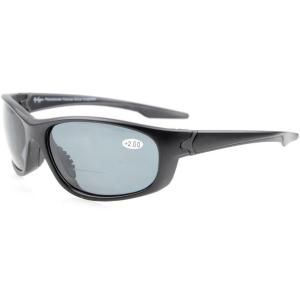 imageEyekepper TR90 Unbreakable Sports Bifocal Sunglasses Baseball Running Fishing Driving Golf Softball HikingMatte BlackGrey Lens
