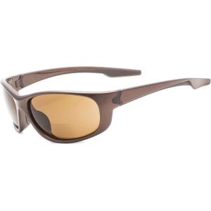 imageEyekepper TR90 Unbreakable Sports Bifocal Sunglasses Baseball Running Fishing Driving Golf Softball HikingPearly Brown FrameBrown Lens