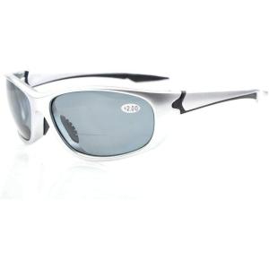 imageEyekepper TR90 Unbreakable Sports Bifocal Sunglasses Baseball Running Fishing Driving Golf Softball HikingSilverGrey Lens