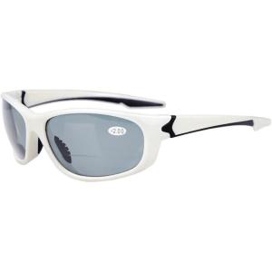 imageEyekepper TR90 Unbreakable Sports Bifocal Sunglasses Baseball Running Fishing Driving Golf Softball HikingWhiteGrey Lens