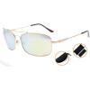 imageEyekepper Bifocal Sunglasses with Bendable Bridge and Temples Memory Reading Sunglasses Lightweight TitaniumGold Frame Gold Mirror