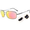imageEyekepper Bifocal Sunglasses with Bendable Bridge and Temples Memory Reading Sunglasses Lightweight TitaniumGunmetal Frame Red Mirror