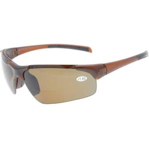imageEyekepper TR90 Unbreakable Sports HalfRimless Bifocal Sunglasses Baseball Running Fishing Driving Golf Softball HikingBrownBrown Lens