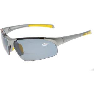 imageEyekepper TR90 Unbreakable Sports HalfRimless Bifocal Sunglasses Baseball Running Fishing Driving Golf Softball HikingGreyGrey Lens