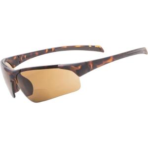 imageEyekepper TR90 Unbreakable Sports HalfRimless Bifocal Sunglasses Baseball Running Fishing Driving Golf Softball HikingMatte Tortoise FrameBrown Lens