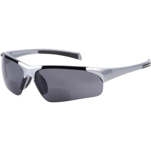 imageEyekepper TR90 Unbreakable Sports HalfRimless Bifocal Sunglasses Baseball Running Fishing Driving Golf Softball HikingSilverGrey Lens