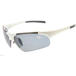 imageEyekepper TR90 Unbreakable Sports HalfRimless Bifocal Sunglasses Baseball Running Fishing Driving Golf Softball HikingWhiteGrey Lens