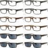 imageEyekepper 12 Pack Retro Reading Glasses WoodGrain Printed Men Readers Include 4 Reading Sunglasses 05012 Pack Mix R026