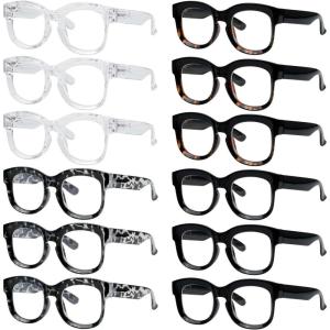 imageEyekepper 12 Pack Retro Reading Glasses WoodGrain Printed Men Readers Include 4 Reading Sunglasses 05012 Pack Mix R2013