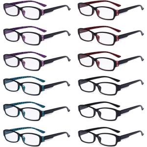 imageEyekepper 12 Pack Retro Reading Glasses WoodGrain Printed Men Readers Include 4 Reading Sunglasses 05012 Pack Mix R9105