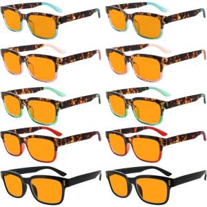 imageEyekepper 5 Pack Orange Tinted Reading Glasses Blue Light Blocking Readers Computer Eyeglasses 10010 Pack Mix  Dsrt1802