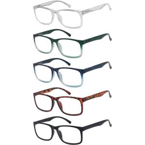imageEyekepper 5pack Large Frame Reading Glasses  Stylish Reader Eyeglasses for Men Women Reading5 Pairs Mix