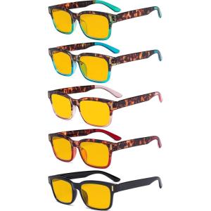imageEyekepper 5pack Large Frame Reading Glasses  Stylish Reader Eyeglasses for Men Women ReadingBlue Light Blockingamber Tinted02