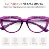 imageEyekepper Reading Glasses for Women Rhinestone Readers Oversize HalfMoon Design Eyeglasses  Blue 250Purple