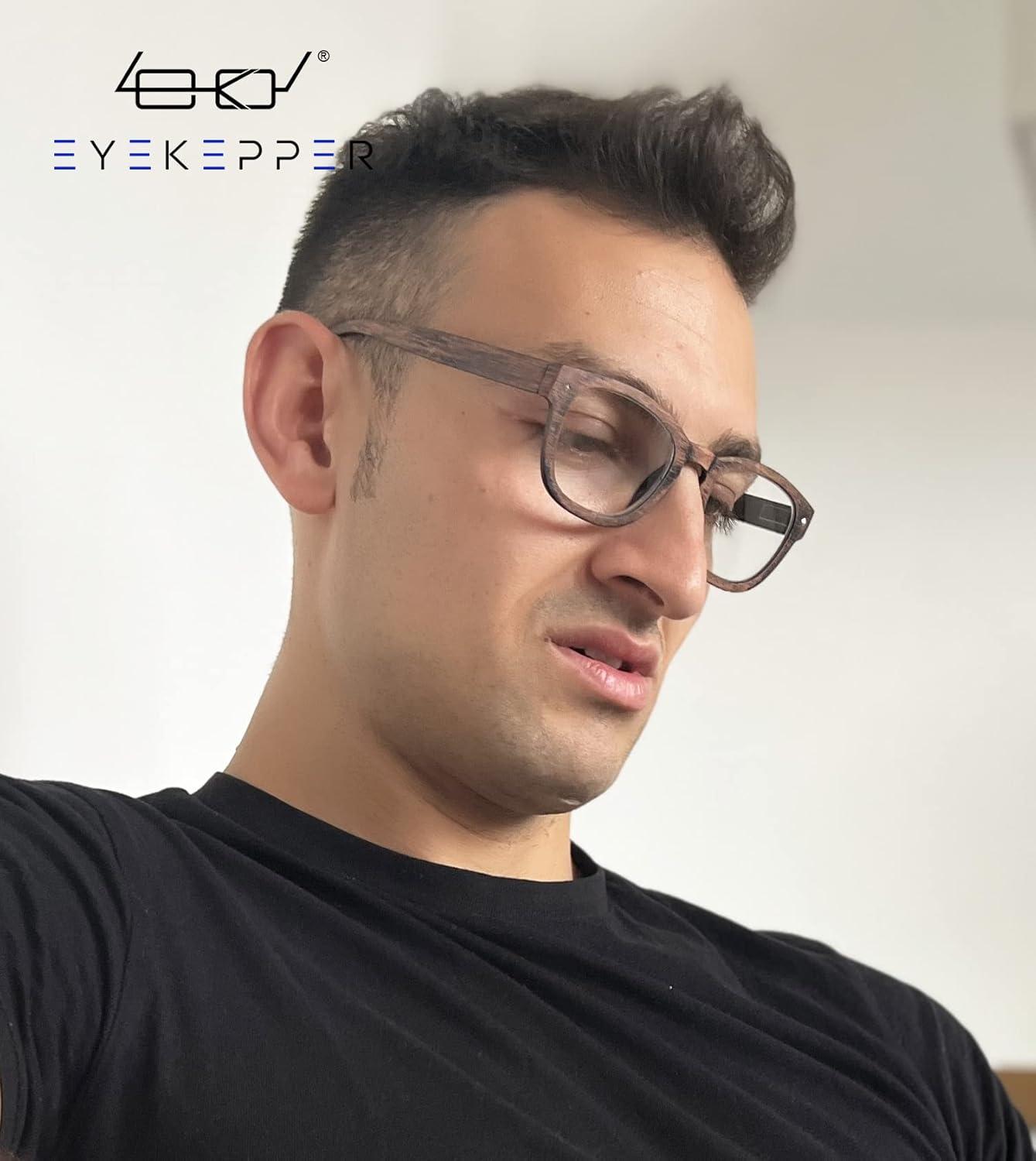 imageEyekepper Reading Glasses Professor Vintage Stylish Square Oversized Readers Men Women AntiBrown 05Antibrown