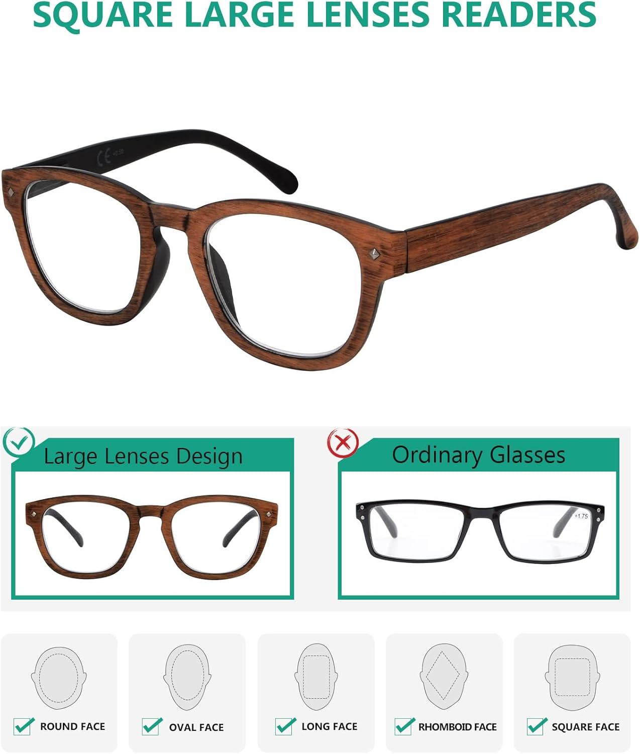 imageEyekepper Reading Glasses Professor Vintage Stylish Square Oversized Readers Men Women AntiBrown 05Antibrown