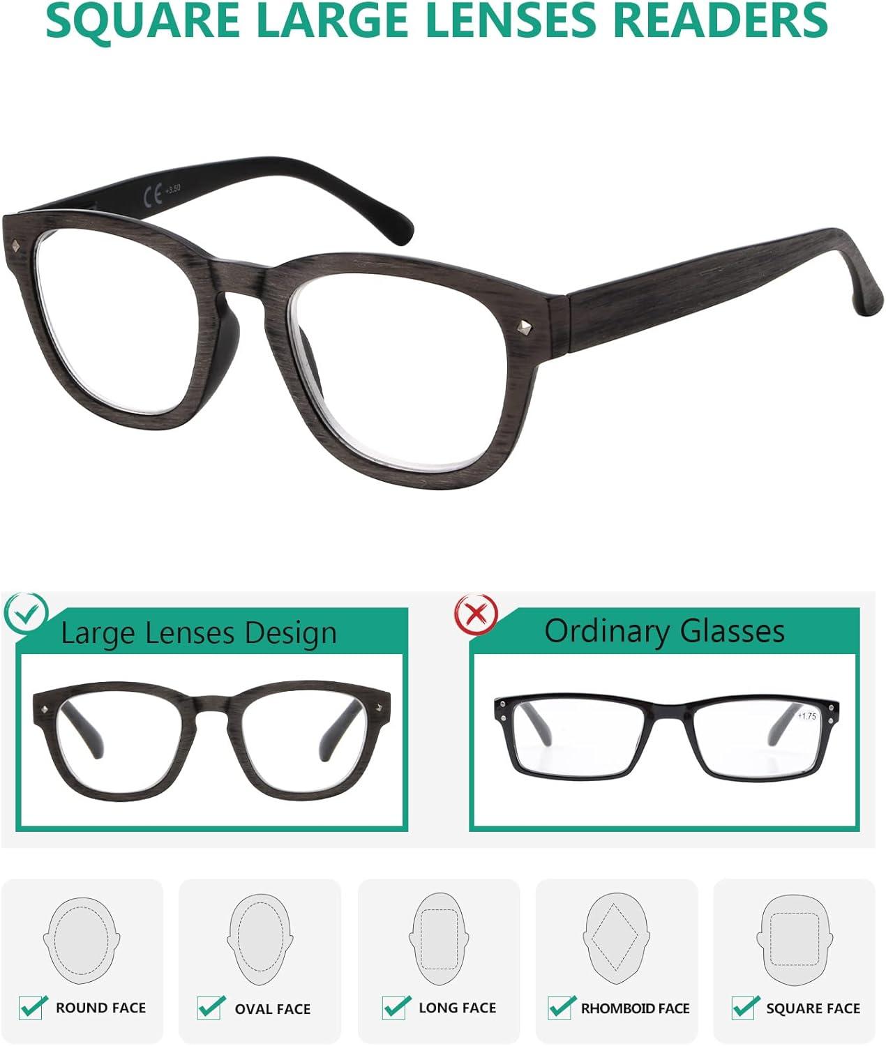 imageEyekepper Reading Glasses Professor Vintage Stylish Square Oversized Readers Men Women AntiBrown 05Antigrey