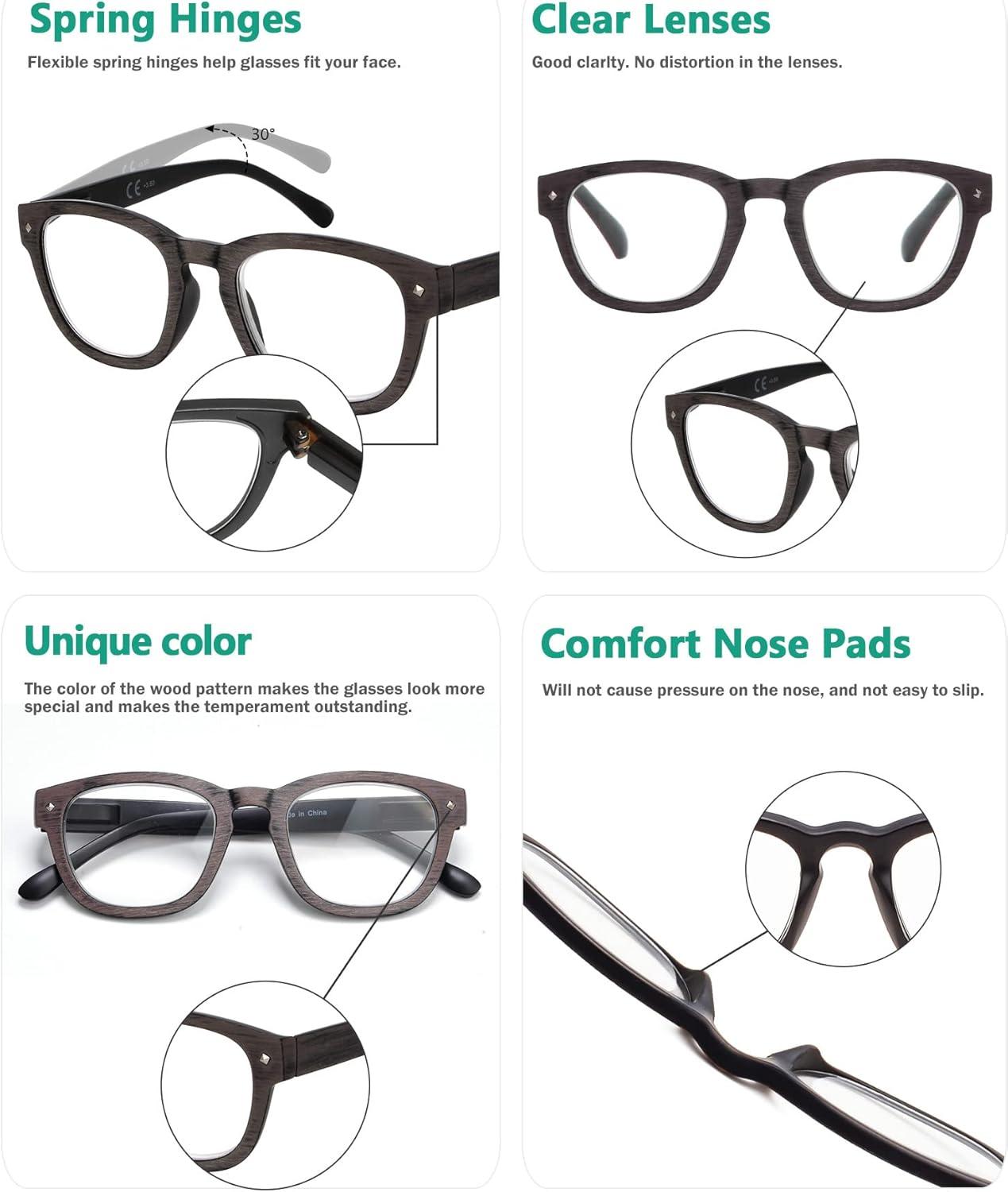 imageEyekepper Reading Glasses Professor Vintage Stylish Square Oversized Readers Men Women AntiBrown 05Antigrey