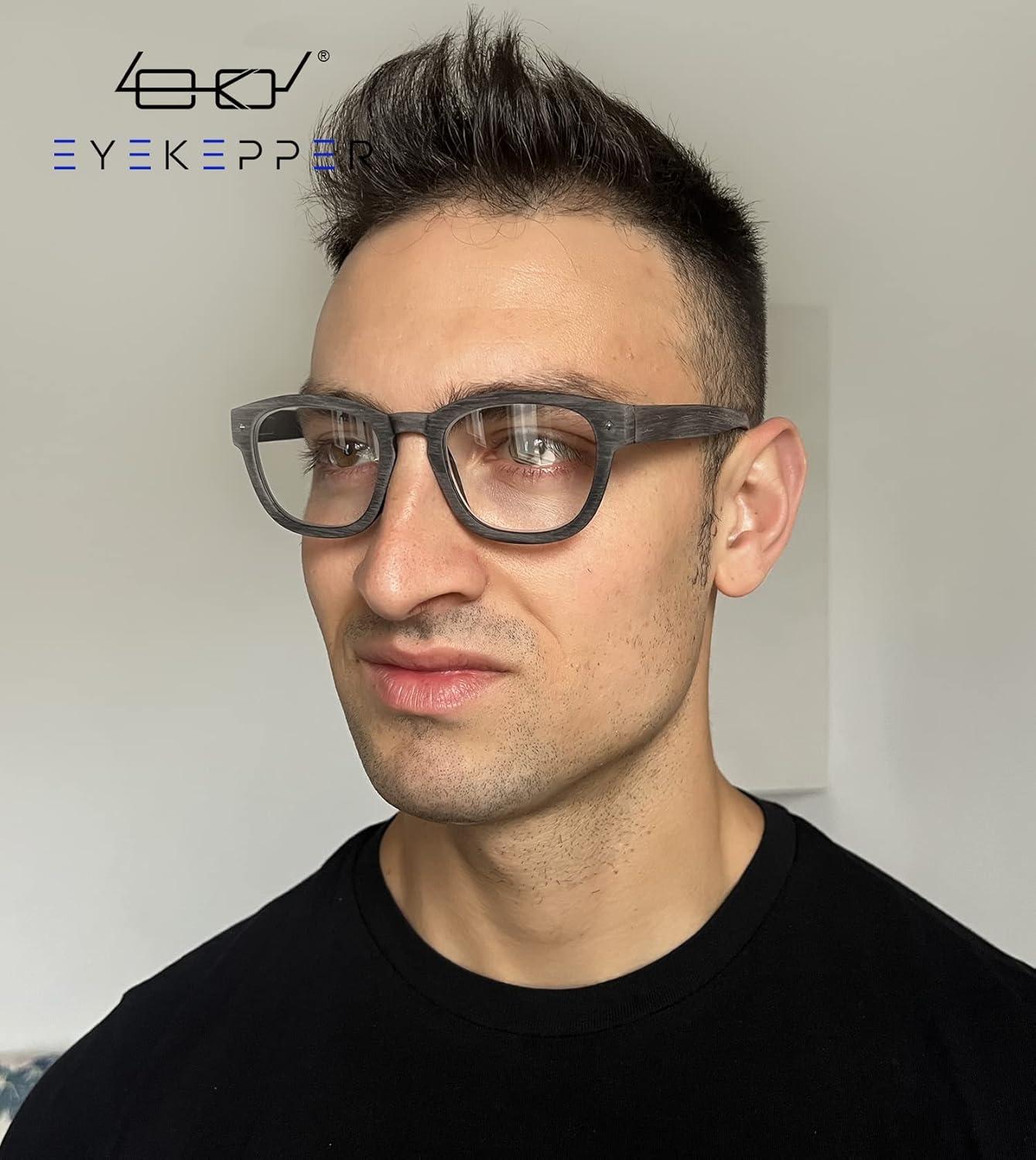 imageEyekepper Reading Glasses Professor Vintage Stylish Square Oversized Readers Men Women AntiBrown 05Antigrey