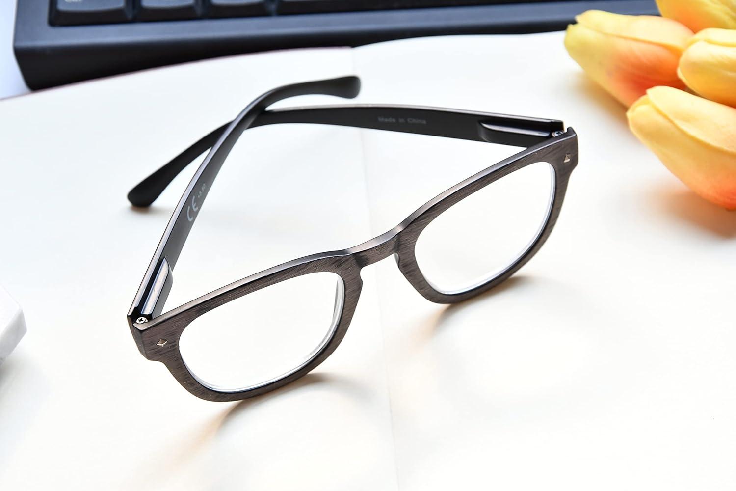 imageEyekepper Reading Glasses Professor Vintage Stylish Square Oversized Readers Men Women AntiBrown 05Antigrey