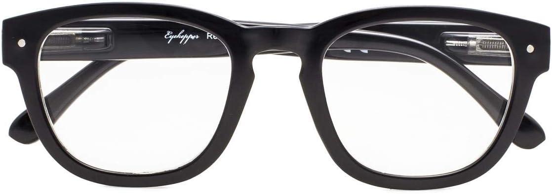 imageEyekepper Reading Glasses Professor Vintage Stylish Square Oversized Readers Men Women AntiBrown 05Black