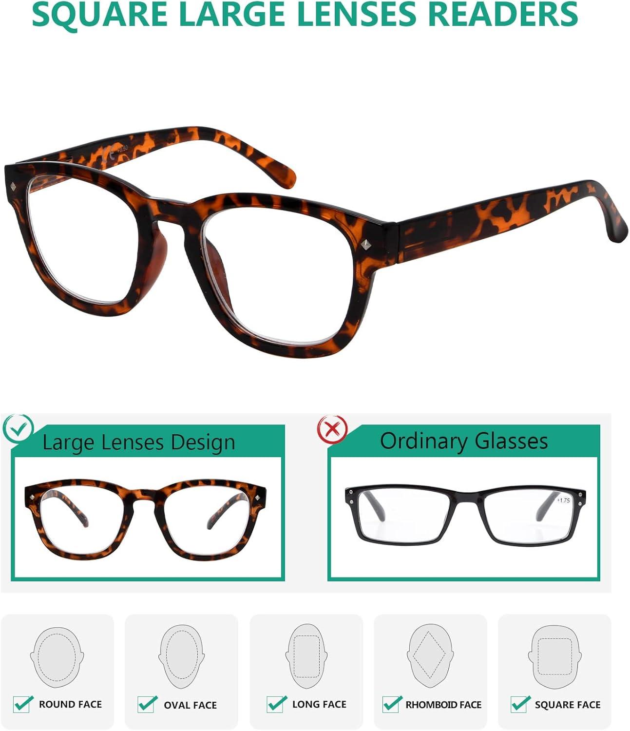 imageEyekepper Reading Glasses Professor Vintage Stylish Square Oversized Readers Men Women AntiBrown 05Tortoiseshell
