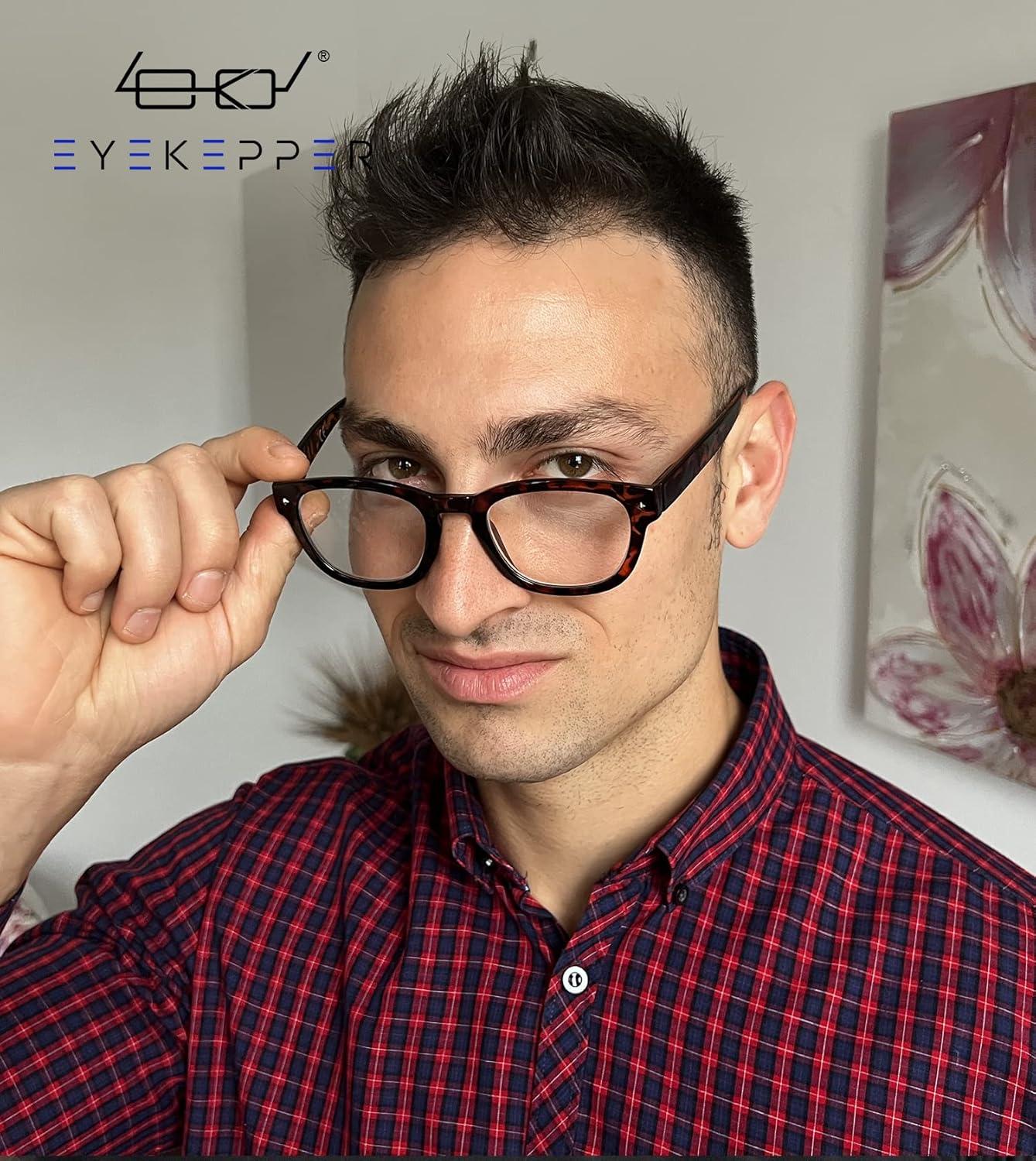 imageEyekepper Reading Glasses Professor Vintage Stylish Square Oversized Readers Men Women AntiBrown 05Tortoiseshell