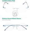 imageEyekepper Frameless Reading Glasses Women  Round Rimless Readers Men Red 250Blue