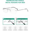imageEyekepper Frameless Reading Glasses for Men Reading  Rectangle Rimless Reader Eyeglasses Black 2253pack Mix1