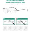 imageEyekepper Frameless Reading Glasses for Men Reading  Rectangle Rimless Reader Eyeglasses Black 225Black