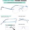 imageEyekepper Frameless Reading Glasses for Men Reading  Rectangle Rimless Reader Eyeglasses Black 225Blue