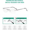 imageEyekepper Frameless Reading Glasses for Men Reading  Rectangle Rimless Reader Eyeglasses Black 225Brown
