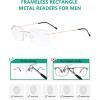 imageEyekepper Frameless Reading Glasses for Men Reading  Rectangle Rimless Reader Eyeglasses Black 225Gold